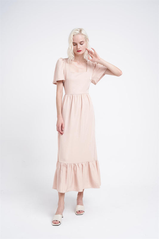 Sandstone Square-Neck- Maxi-Dress