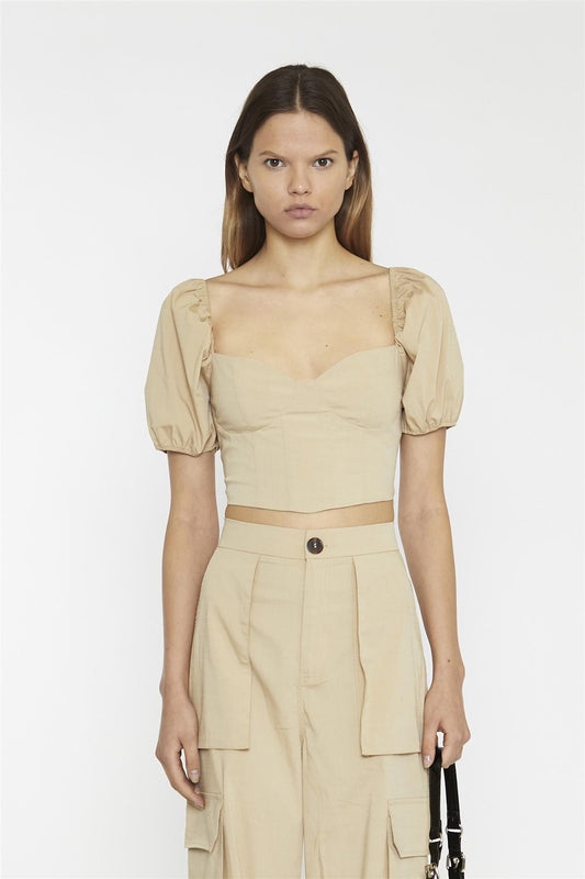 Sweetheart Neckline Crop top - Stone