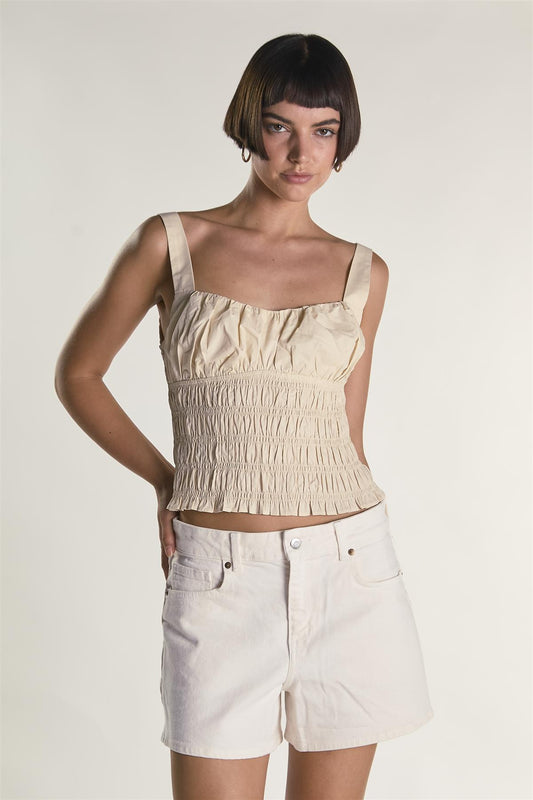 Regular Fit Denim Shorts - Ecru