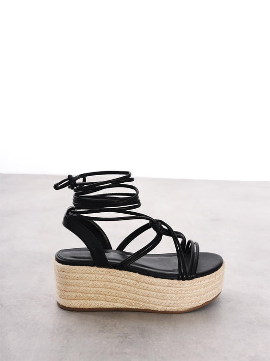 Black Lace Up Sandals