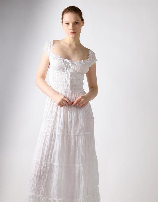 White Tiered Maxi Dress