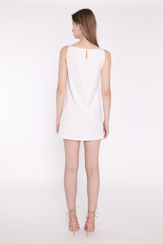 White A-Line Shift Mini-Dress