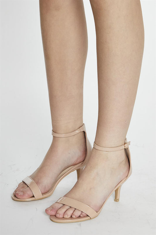 Nude Patent Strappy Mid Heel