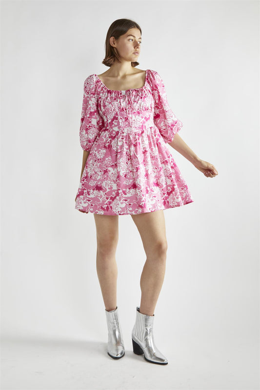 Pink Roses Skater Mini-Dress
