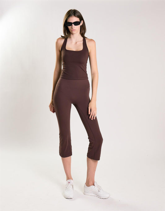Agon Women's Brown Cropped Flare Leggings