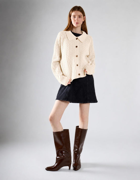 Cream Collared Cardigan