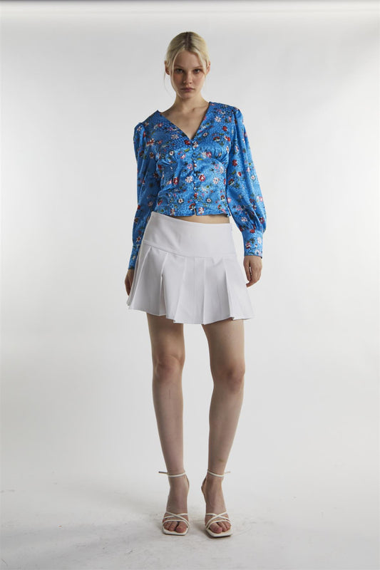 Blue Multi-Floral Long-Sleeve Top