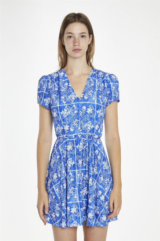 Blue Tile Mini Dress