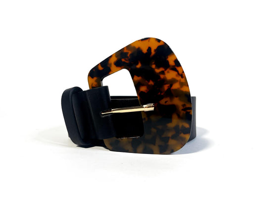 Black Tortoiseshell-Buckle Belt
