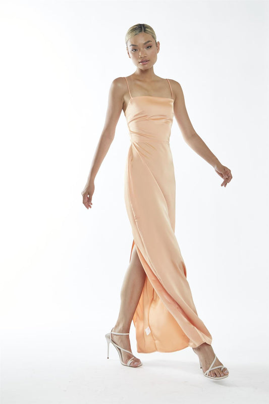 Peach Spaghetti Strap Maxi-Dress