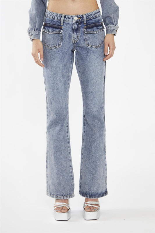 Heavy-Vintage Wash Flared -Jeans