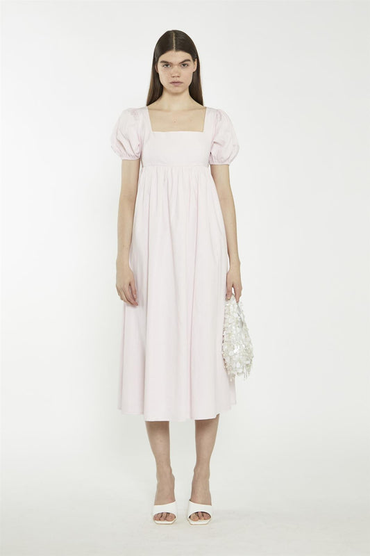 Light Pink Balloon Short-Sleeve Midi-Dress
