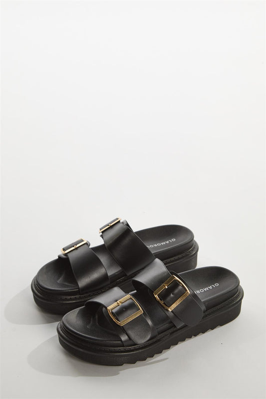 Black Double-Strap Sandals