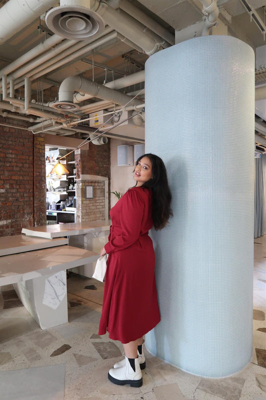 Burgundy Crepe Maxi dress