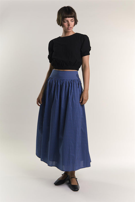 Black Crew-Neck Puff-Sleeve-Top