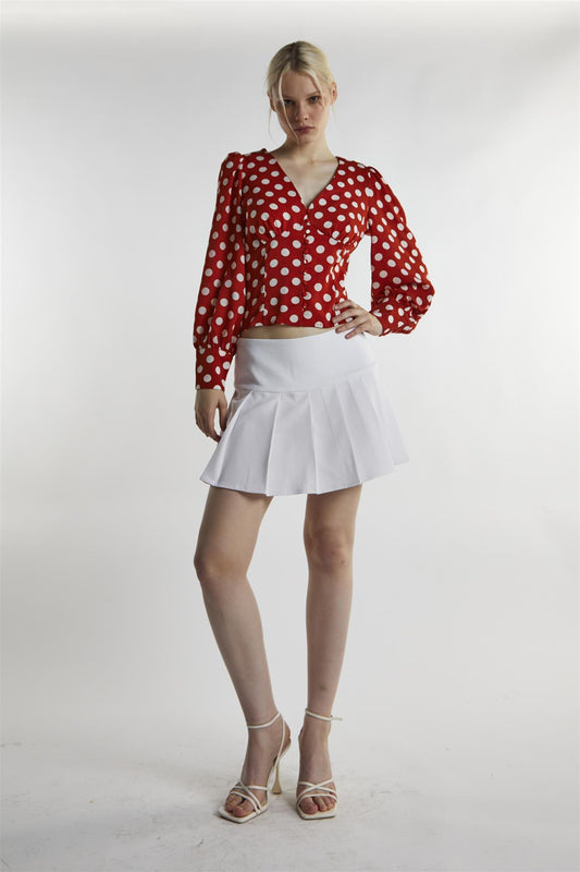 Rusty White Polka Long Sleeve-Top