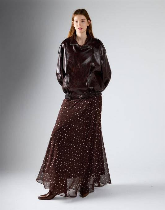 Deep Mahogany Oversized PU Jacket