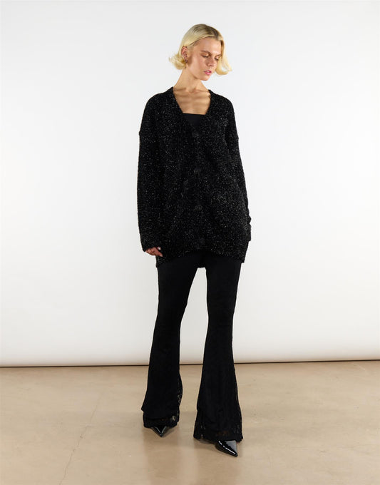 Flared Trousers - Black Lace
