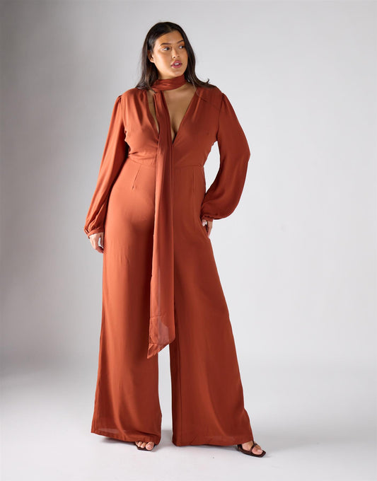 Glamorous Curve Rust Jumpsuit