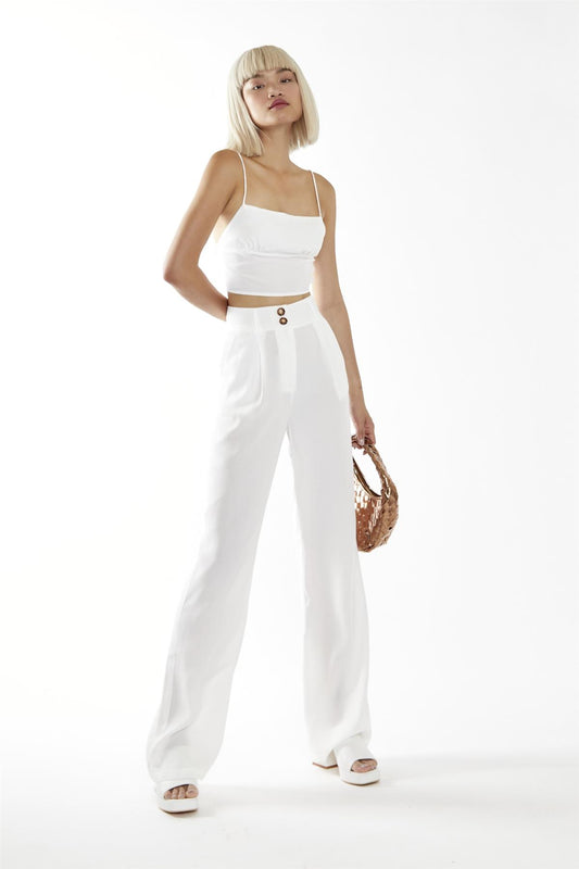 White Open-Tie-Back Crop-Top