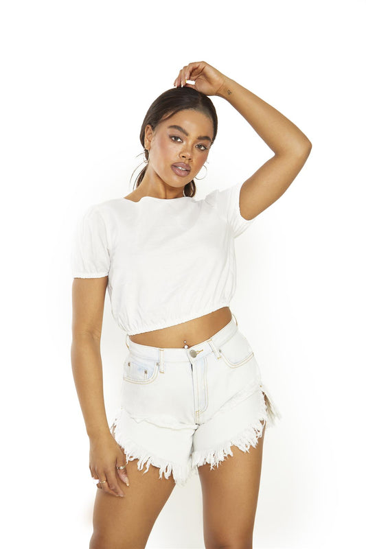 Off-White Crew-Neck Crop-Top