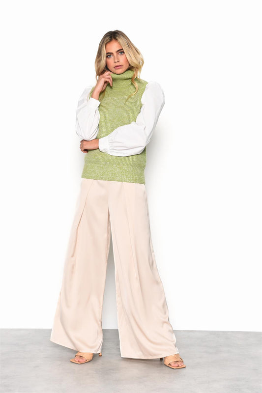 Green-Melange Knitted vest-top