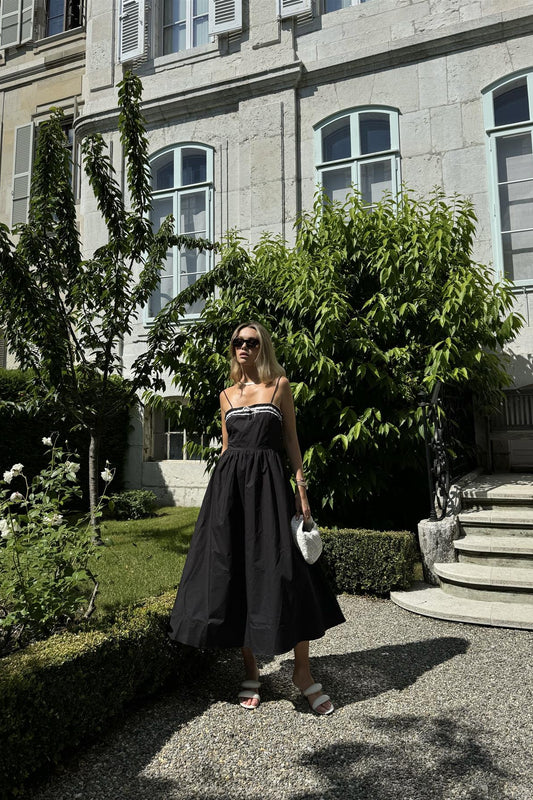 Black Scoop-Neck Maxi-Dress