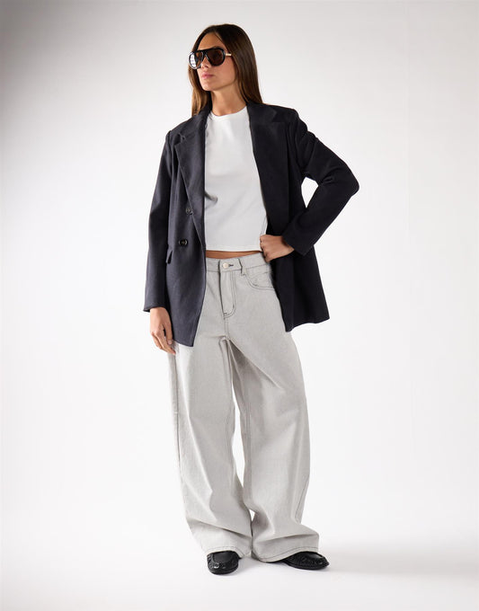 Black Marl Button Detail Blazer