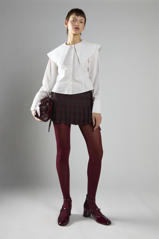 White Button-Front Long Sleeve Top