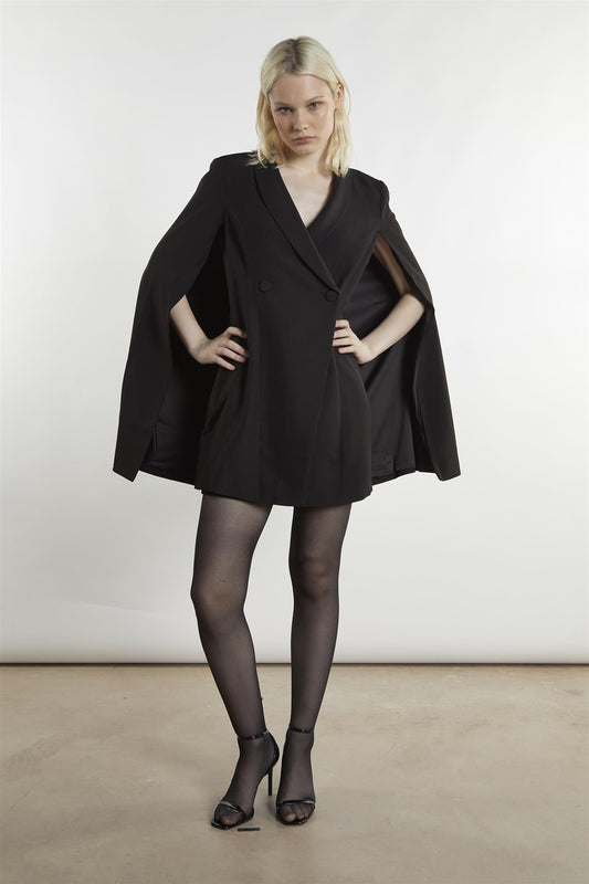 Black Blazer-Cape Mini-Dress