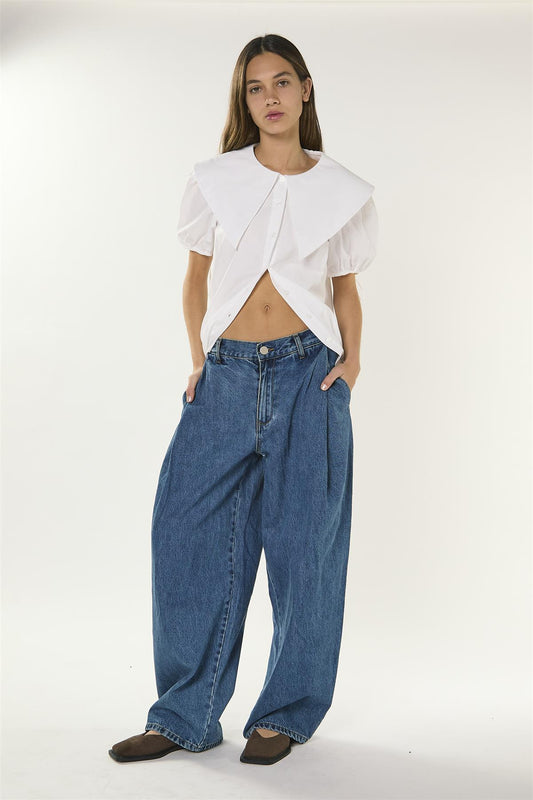 True Blue Wide Leg Barrel Denim Jeans