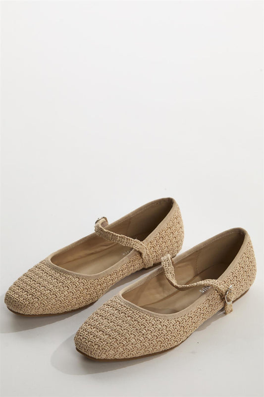 Raffia Mary-Jane Ballet-Flats