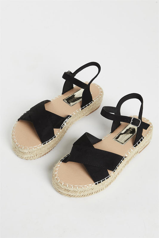 Black Micro Espadrille Sandals