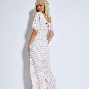 Glamorous WHITE PINK CLUSTER DITSY JUMPSUIT