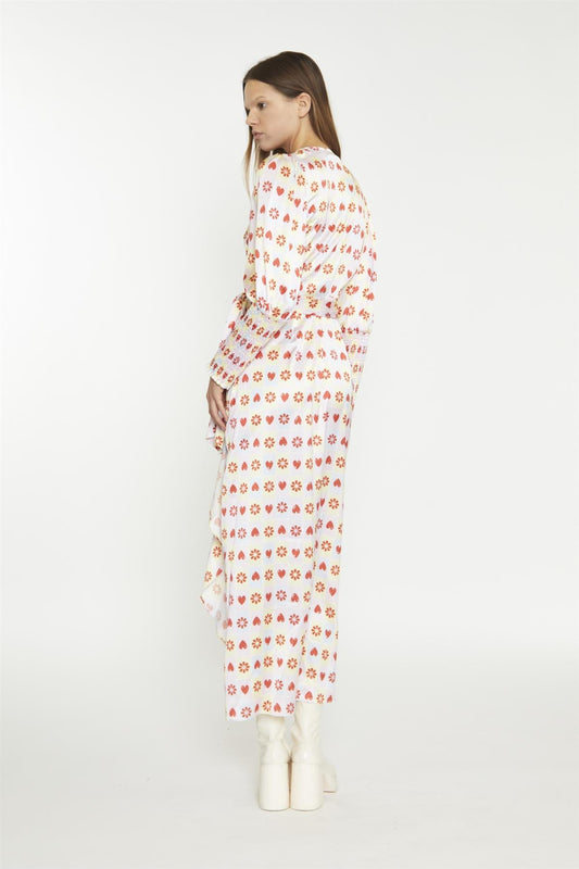 Pastel Tile-Print Wrap Maxi-Dress