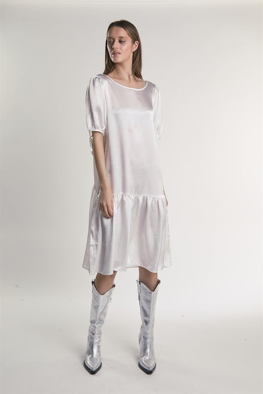 Off-White Drop-Waist Midi-Dress