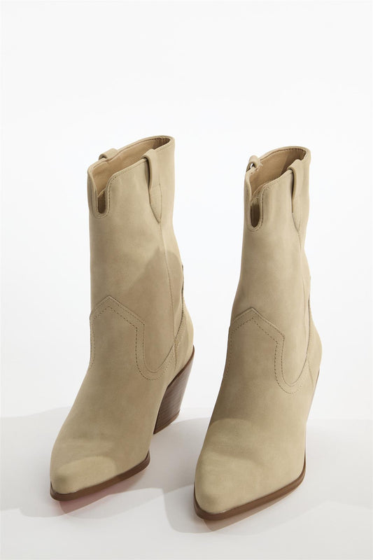 Cream Cowboy Ankle-Boots