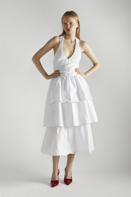 White Tiered Midaxi-Dress