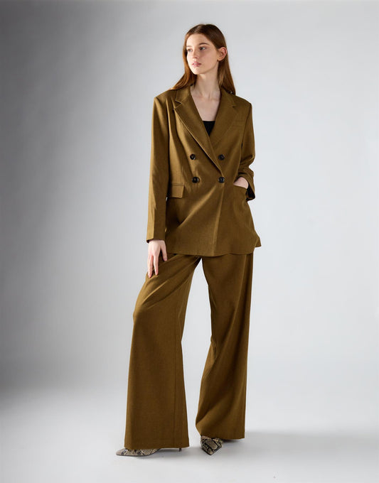 Olive Brown Button Detail Blazer