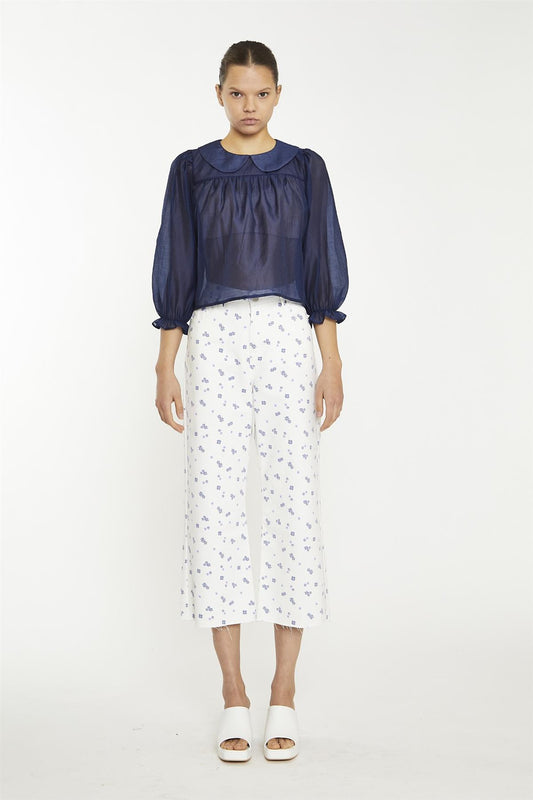 Navy Organza Crop-Top