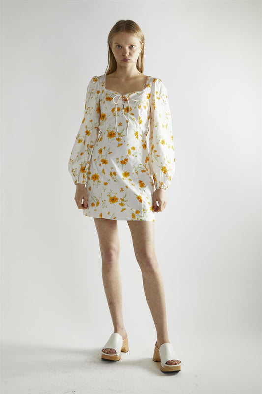 Marigold Floral A-Line Mini-Dress