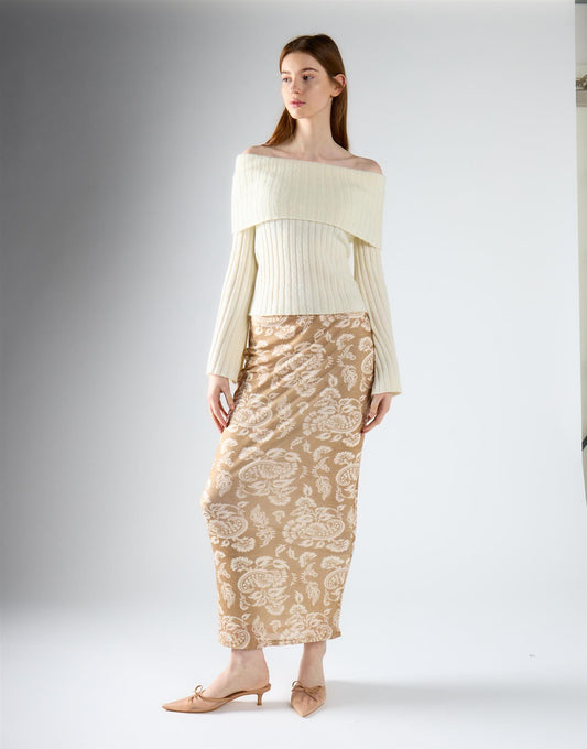 Cream Bardot Knit Jumper