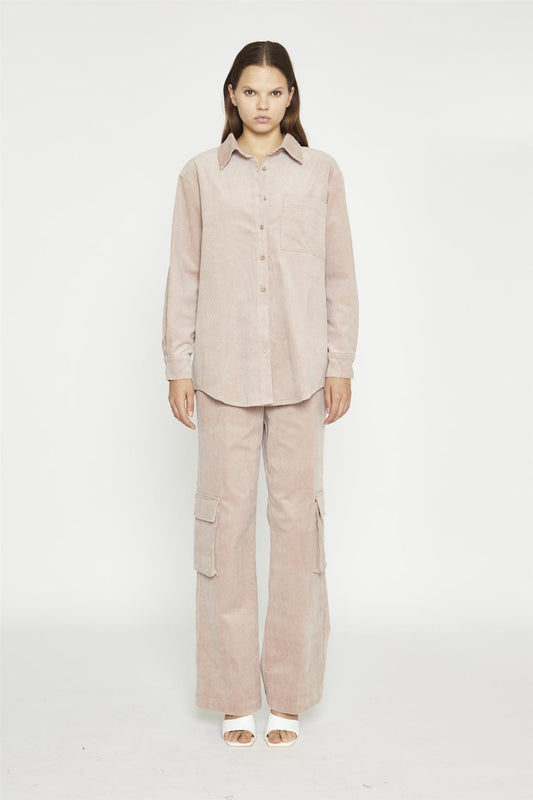 Blush Cord Ribbed Long-Sleeve Top