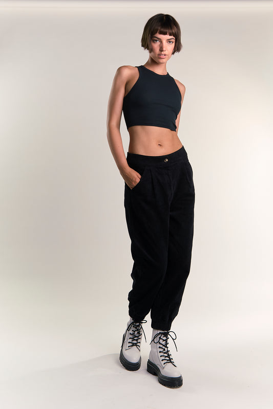 Glamorous Black Cuffed Ankle Cargo Trousers