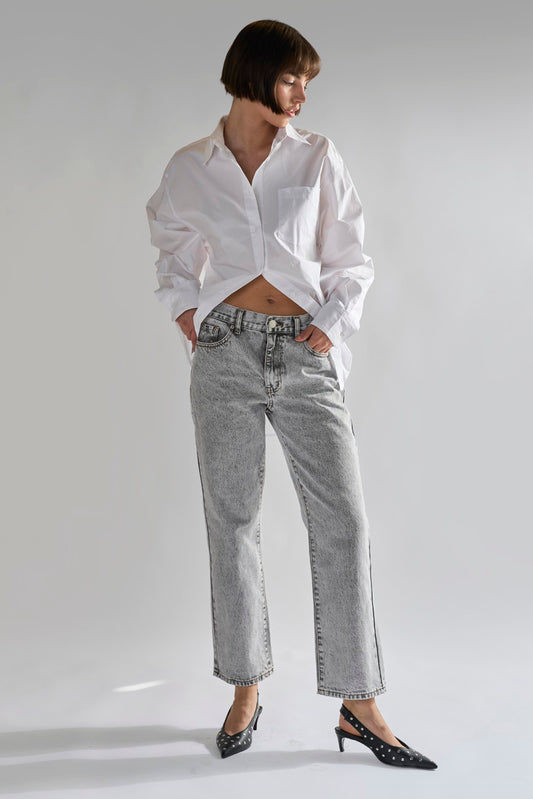 Bleach-Acid Black Straight Jeans