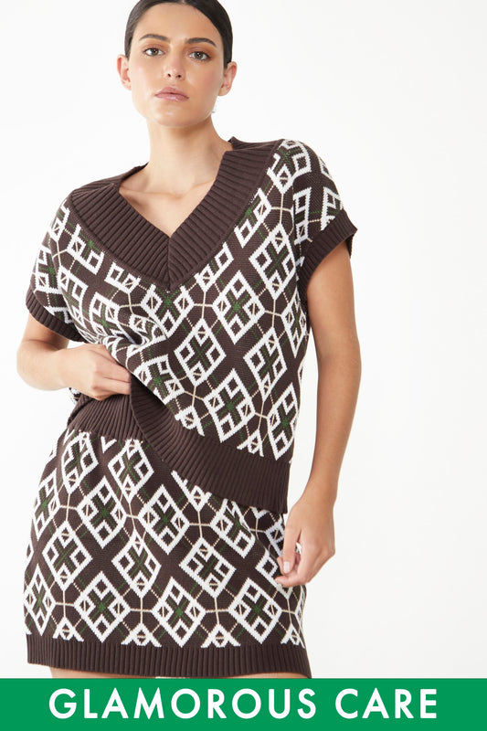 Glamorous Care Brown Geometric Mini Skirt