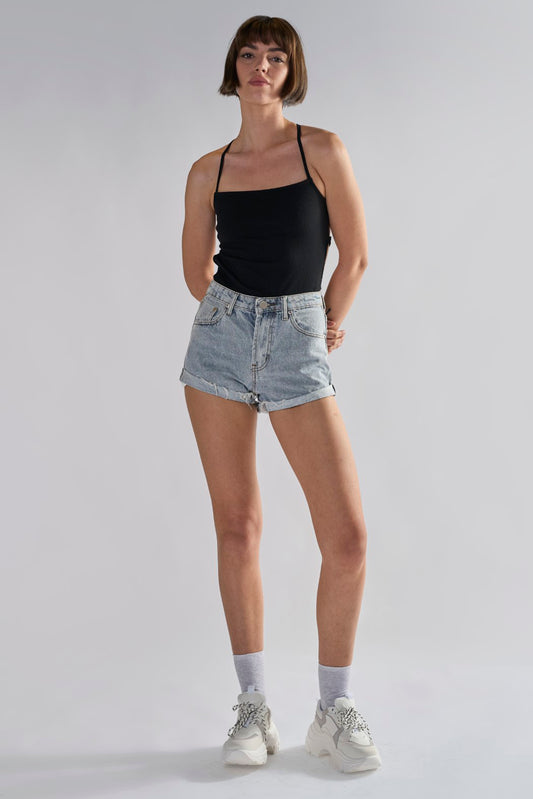 Glamorous Light Antique Wash High Waisted Shorts