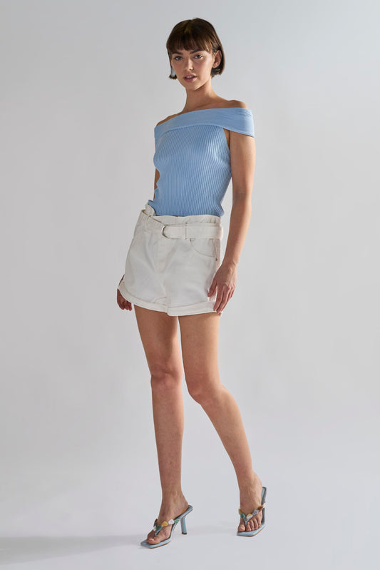 Off White Paper-Bag Belted Shorts