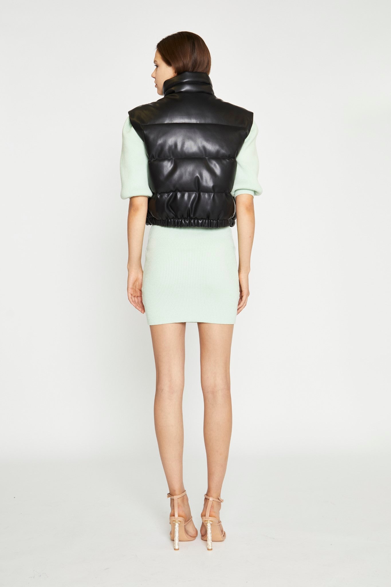 Black Pu Puffer Gilet