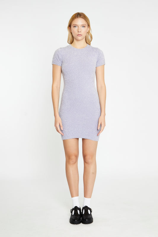 Lilac-Glitter Knitted Mini-Dress